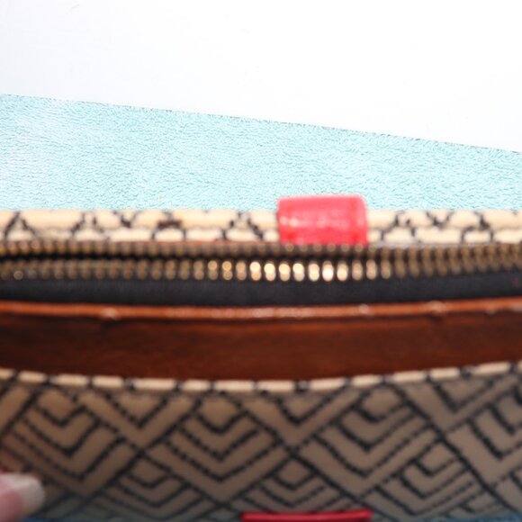 Fossil Brand Ladies Black Brown Cream Red Leather Wallet Clutch - Picture 6 of 8